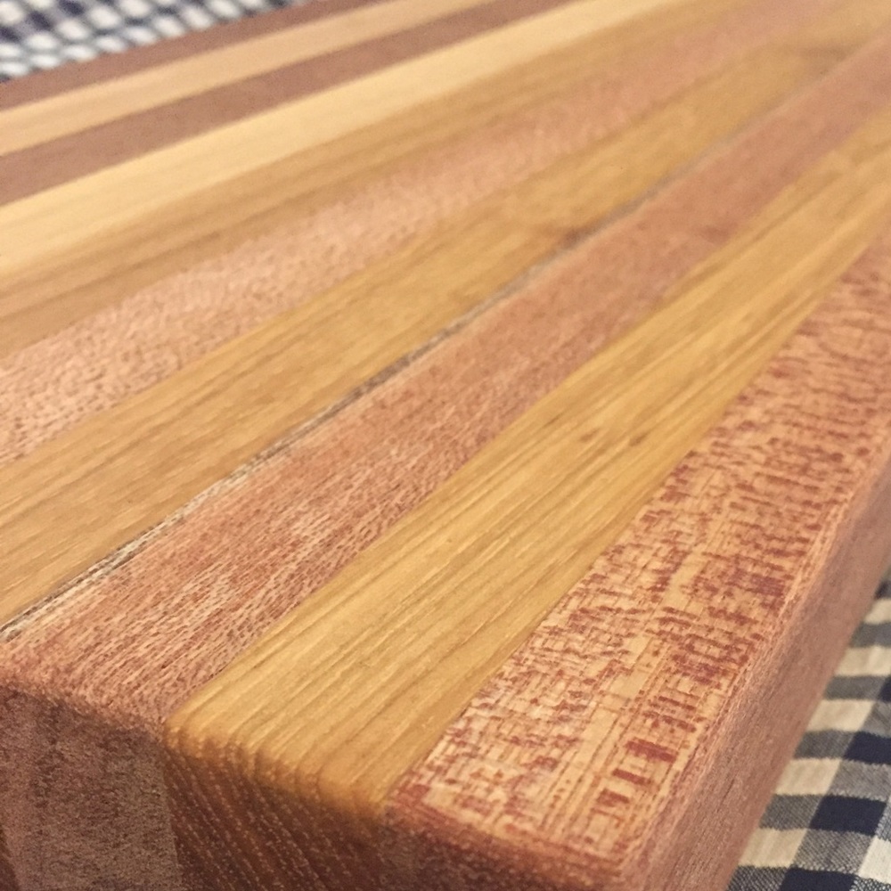 exotic hardwood Mahogany and hickory cutting board